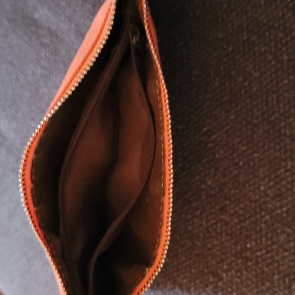 Orange and brown canvas wrislet. - Picture 2 of 6